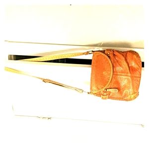 Orange shoulder strap purse